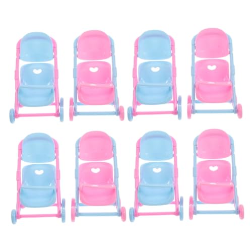 Kisangel 8 Stück Teiliges Mini Puppenwagen Realistische Kinderwagen Detailgetreue Miniatur Buggy Leicht zu Reinigen Zubehör für Rollenspiele und Puppenhäuser von Kisangel