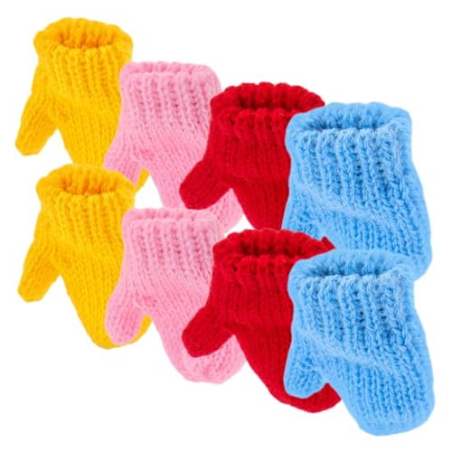 Kisangel 8 Stück Teiliges Mini Strickhandschuhe für Puppen Bunte DIY Puppenaccessoires aus Weichem Garn für Kreatives Spiel und Outfitwechsel Rot Gelb und Blau von Kisangel