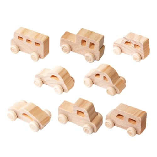 Kisangel 8 Stück Teiliges Unbemalter Holzauto für DIY Autos zum Bemalen Kreative Holzspielzeuge für Handwerksprojekte und Partys von Kisangel