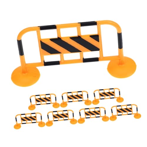 Kisangel 8 Stück Verkehrszeichen Mini-Verkehrsbarriere Barrikade Szene Spielzeugmodelle für Straßenschilder Mini-Verkehrsstraßensperren Harz Orange von Kisangel