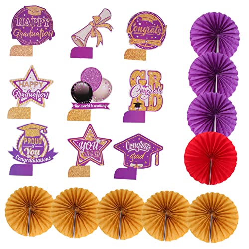 Kisangel 9 Stück Abschlussfeier Dekorationen 2023 Partydekorationen Bienenwabe abschluss Party partydeko Einschulung Klasse von 2023 Partydekoration Abschlussfoto -Requisiten Papier Violett von Kisangel