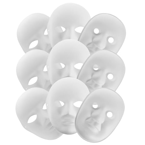 Kisangel 9 Stück DIY Weiße Papiermasken zum Handbemalen Maskerade Requisiten für Karneval Halloween und Cosplay Umweltfreundliche Leere Masken für Männer und Frauen von Kisangel