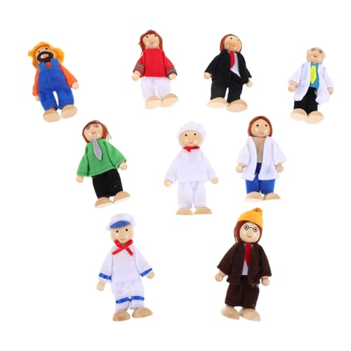 Kisangel 9 Stück Holz Und Stoffpuppen Mini Menschenfiguren Biegsame Holzfiguren Mini Holzpuppen Puppenhaus Miniaturen Holz Minifiguren Bauarbeiterfigur Bewegliche Gelenkpuppen von Kisangel
