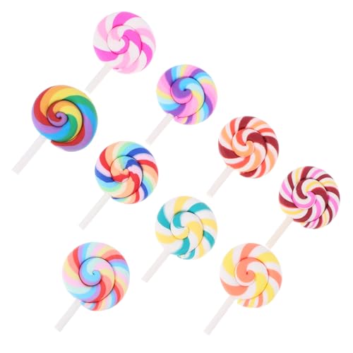 Kisangel 9 Stück Teiliges Mini Lollipop Bunte Realistische Puppenhaus Deko DIY Basteln Farbenfrohe Fake Süßigkeiten Fotorequisite für Karneval und Mikro Landschaften von Kisangel