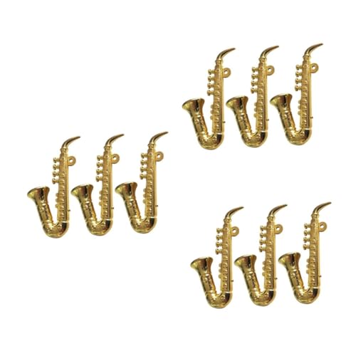 Kisangel 9 Stück Teiliges Mini Saxophon Puppenhaus Musikinstrumente aus Leichtem Realistische Miniatur Dekoration für Kinderzimmer und Puppenhaus Pädagogisches für Mädchen und Jungen von Kisangel