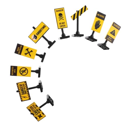 Kisangel 9 Teiliges Warnschild Straßenschilder Ornamente Mini Puppenhaus Zubehör Mini Vorsichtsschild Miniatur Warnschild Mini Warnschild Dekoration Stoppschild Miniatur von Kisangel