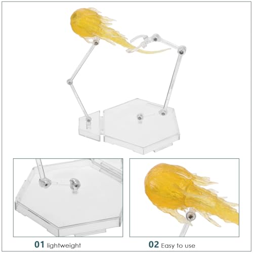 Kisangel Action Figure Display Stand mit Stabilem Kunststoffsockel Verstellbarer Modellhalter für Puppen Figurenposen Klarer Halter für Sammelfiguren und Dioramen Gelb von Kisangel