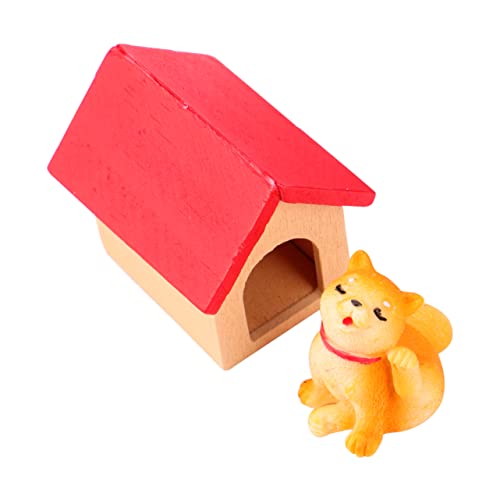 Kisangel Akita Hund Modell Dekoration Hölzerne Hundehütte für Puppenhaus Zubehör Leicht und Sicher für Szenenfoto Requisiten und Ornament von Kisangel