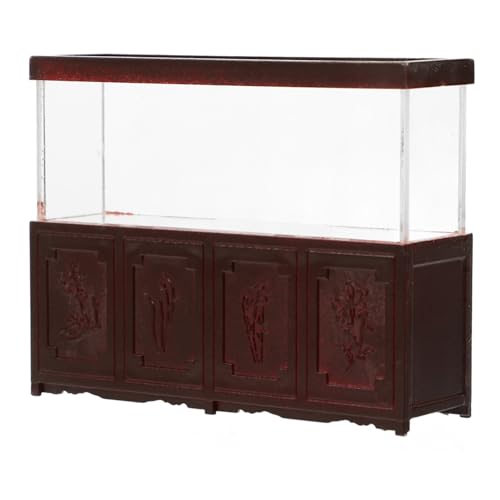 Kisangel Aquarium und Mini-Fischdekor die Miniaturfiguren Miniaturhaus Winzige Dekoration Aquarium Dekoration Hausmodell Tank klein winzige Fischschalen Miniatur-Aquarium Abs Dark Brown von Kisangel