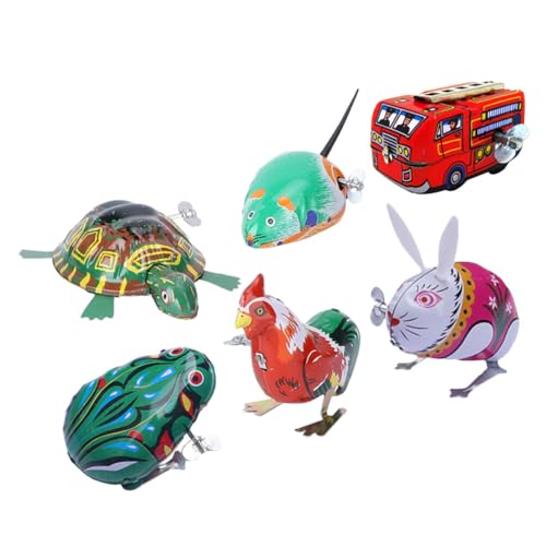 Kisangel 6St Blechspielzeug aufziehen Kinderspielzeug Flip-Up-Spielzeug Tierspielzeug Kaninchenspielzeug Haargummis tierische Spielsachen Uhrwerk-Spielzeug Schildkröte Hahn von Kisangel