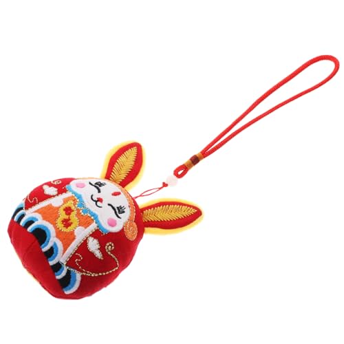 Kisangel Ausgestopftes Hasenspielzeug Plüsch Dekorationen Maskottchen des Mondjahres Chinesische Neujahrskaninchenpuppe Gefüllte Hasenpuppe Neujahrsdekoration Neujahr Pp Baumwolle Rot von Kisangel