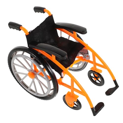 Kisangel Babypuppen Puppenrollstuhl Puppenhausmöbel Mini Puppenhauszubehör Kunststoff Orange von Kisangel