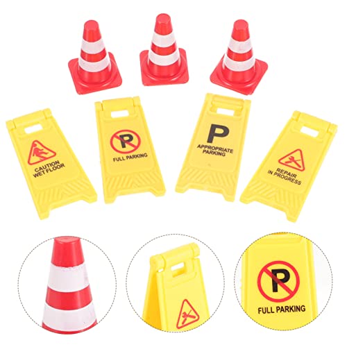 Kisangel Baustellen Spielset Verkehrszeichen und Leitkegel Lernspielzeug für Sandtisch und Verkehrsunterricht Teiliges Bunter Miniatur Straßenschilder und Absperrungen von Kisangel