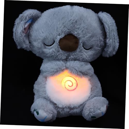 Kisangel Beruhigendes Atmendes Plüsch Koala Kuscheltier mit Lichtfunktion Weiches Schlafspielzeug für Babyzimmer Niedlicher Stofftier Bär zum Einschlafen und Dekorieren von Kisangel