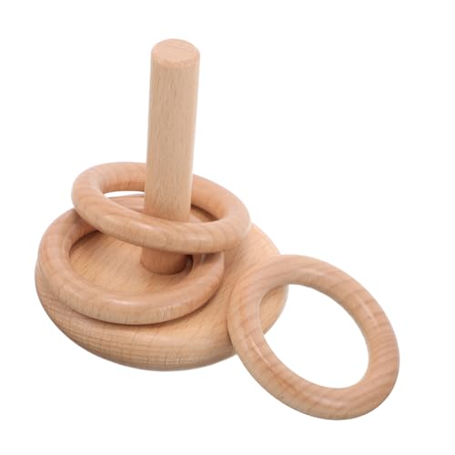Kisangel Buchenholzgebäude Hinterhof-Wurfspiel holzringe Eltern-Kind- Stapelringspielzeug Holzunterricht Blöcke Stapelblöcke für Babys Holzstapelspielzeug hölzern Beige von Kisangel