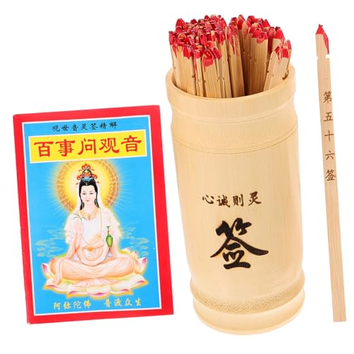 Kisangel Buddhistische Wahrsagestäbchen mit Bambuseimer und Buch Traditionelle Chinesische Glücksstäbchen für Wahrsagerei und Dekoration Glatte Oberfläche für Spiele und Neujahrsfeste von Kisangel