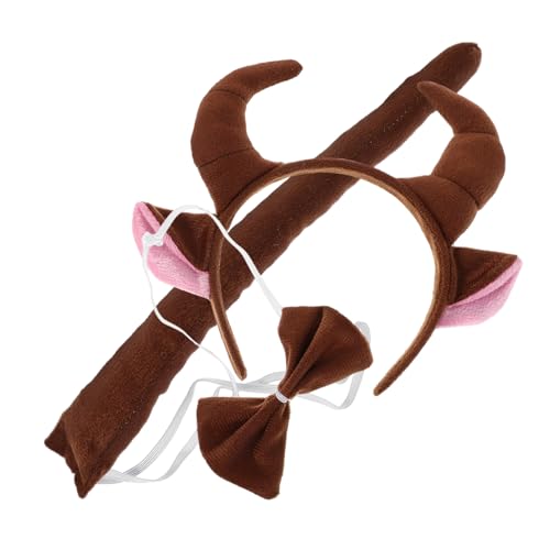 Kisangel Bull Horns Stirnband Set Bequeme Langlebige Kuh Kostüm Accessoires für Erwachsene für Halloween Karneval Cosplay und Festliche Partys Inklusive und Fliege von Kisangel