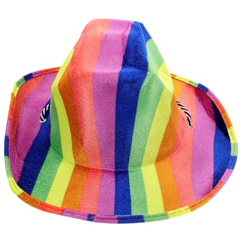 Kisangel Bunter Filz Cowboyhut Damen und Herren Modischer Westernhut für Karneval Party und Kostüm Eleganter Auffälliger Hut mit Hochwertiger Verarbeitung von Kisangel