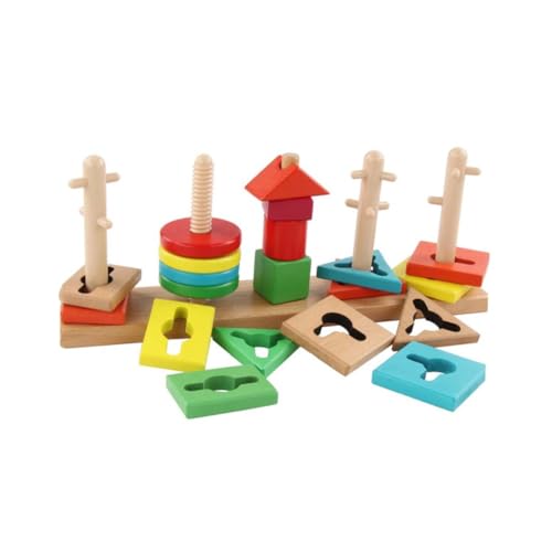 Kisangel Buntes Geometrisches Holzspielzeug aus Buchenholz Kognitives Lernspielzeug für Ab Jahren Kreativität Farberkennung und Logischem von Kisangel