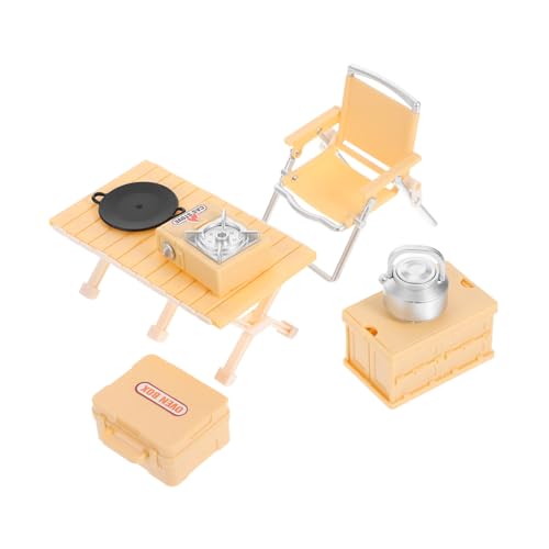 Kisangel Camping Kleinkinder Mini-klappstuhl Picknicktisch Herd Puppenhaus-kochgeschirr Mini-küchenutensilien Rollenspiel Outdoor-Spielzeug Spielzeug Für Junge Mädchen Camping-Spielzeug von Kisangel