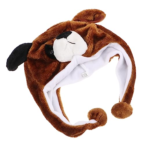 Kisangel Cartoon Plüschmütze für Brauner Tierkopf Hut mit Ohrenschutz und Kuschelfunktion für Cosplay und Kalte Tage Kinderkostüm Zubehör von Kisangel