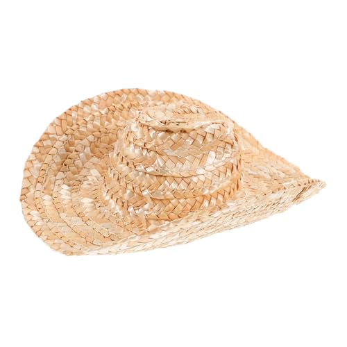 Kisangel Cowboyhutspielzeug Kuh Klein Party Puppe Miniaturen Hüte Mini-hutfiguren Hut Basteln Mini-hausverzierungsmodell Mini-Hut- Mini-hausschmuck Gewebter Hut Stroh von Kisangel