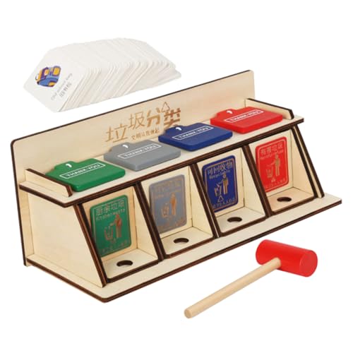 Kisangel DIY Holzspielzeug Müllsortierung Lernspielzeug Pädagogisch Fördernd Umweltbewusstes Recycling für Vorschulkinder mit Einfachem Zusammenbau und Sicherem Glattem Material von Kisangel