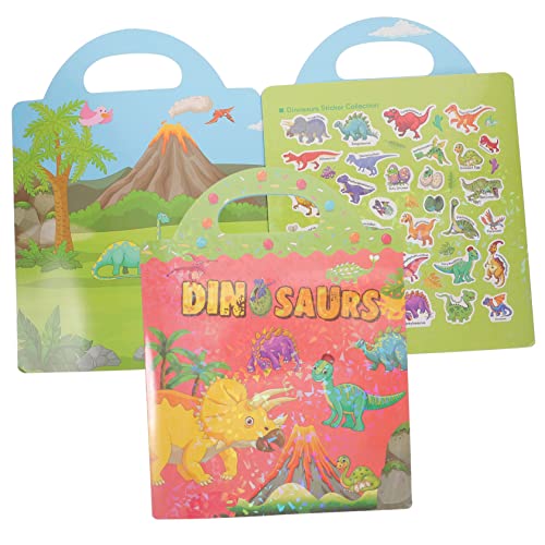 Kisangel Dinosaurier Stickerbuch für Wiederverwendbare Stickerhefte für Kreatives DIY Fantasie und Hand Augen Koordination für Vorschulkinder von Kisangel