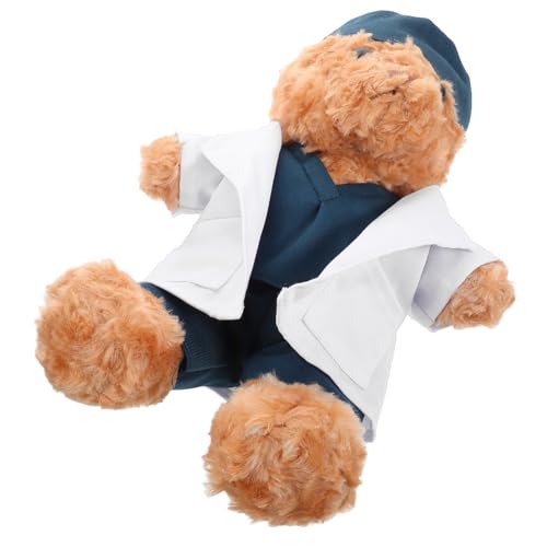 Kisangel Doktor-bär-Puppe Braune Plüschbärenpuppe Gefüllte Puppe Ausgestopfte Bärenpuppe Süßes Stofftier Medizinischer Plüsch Arzt Stofftier Kuscheltier Kreative Plüschpuppe Baumwolle von Kisangel