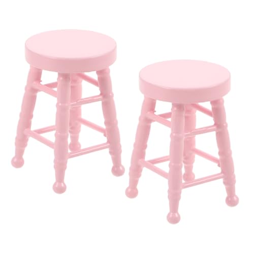 Kisangel Dollhouse Möbel Runde Hohe Beine Stuhl für Mikro Szene Dekoration Puppenhaus Zubehör Rosa für Bar Wohnzimmer von Kisangel