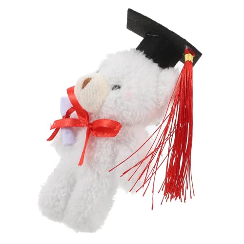 Kisangel Dr. Bärenpuppe Plüschbärenpuppen Plüsch Kleiner Bär Abschluss Plüschbär Abschluss Ausgestopfter Bär Doktormützen Bären Abschluss Ausgestopfte Bären Mini-bärenpuppen Filzstoff Weiß von Kisangel