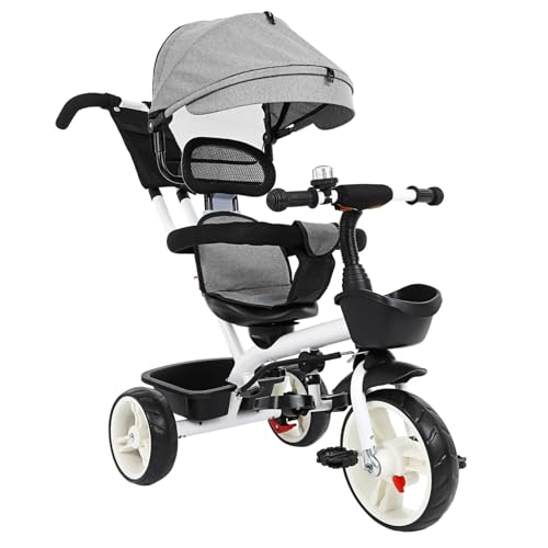 Kisangel Dreirad mit Sonnendach Verstellbar Leichtes Stabiles für Jahre Sicherer Kinderwagen mit UV Schutz für Kleinkinder von Kisangel
