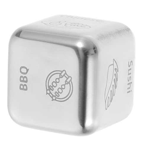 Kisangel Edelstahl Food Decision Dice Würfel Praktischer Essensentscheider für Abend Jubiläum Geschenk Leicht Tragbar Langlebig Kreativer Dinnerwürfel für Zuhause Party von Kisangel
