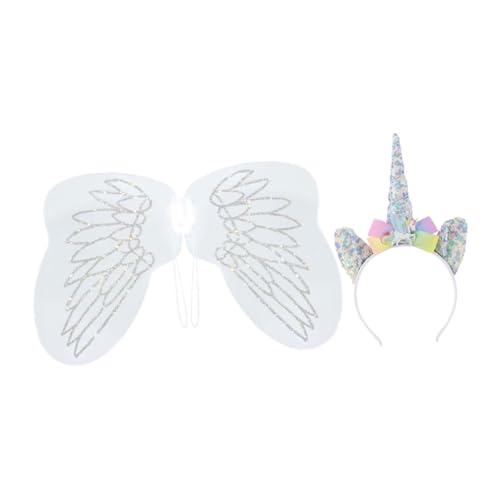 Kisangel Einhorn Kostüm Set mit Elastischem Haarreif und Einhornflügeln Niedliches Party Accessoire für Mädchen Leicht Anzuziehen für Geburtstag und Verkleidung Kisangel Einhorn Kostüm Set mit Elastischem Haarreif und Einhornflügeln Niedliches Party Accessoire für Mädchen Leicht Anzuziehen für Geburtstag und Verkleidung von Kisangel