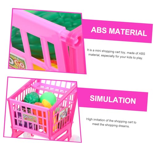 Kisangel Einkaufswagen Mini Supermarkt Trolley Simulation Rollenspiel für Mädchen Fördert Kreativität Hand Auge Koordination und Unabhängiges mit Realistischem Design Rosa Gemüse Motiv von Kisangel