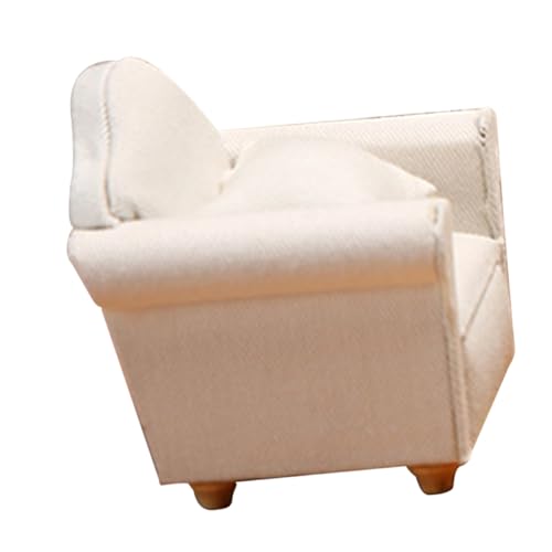 Kisangel Einzelsofa Holz mit Kissen für Wohnzimmer Dekoration Kleines Holzsofa für Puppenhaus Wohnzimmerszene Detailreich und Kindgerecht von Kisangel