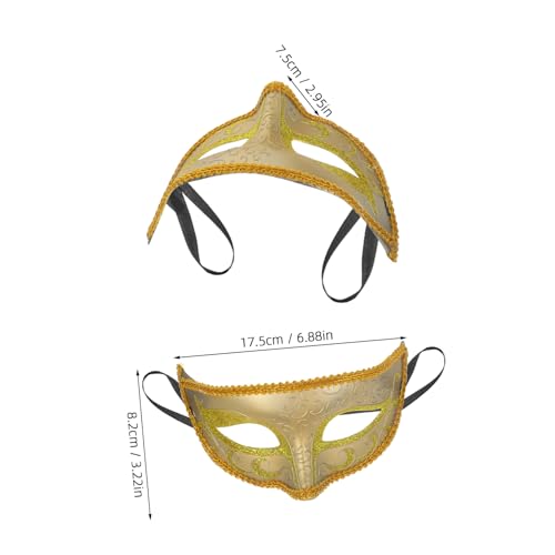 Kisangel Elegante Spitze Maske Damen Unisex Kunststoff Maskenballmaske für Halloween Kostümparty Cosplay Fasching Karneval Accessoire Gold von Kisangel