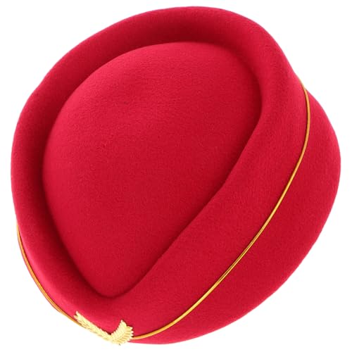 Kisangel Eleganter Damen Stewardess Hut Dunkelrot Kostüm Cosplay Mütze Feine Verarbeitung Bühne Party Accessoire für Uniform Kisangel Eleganter Damen Stewardess Hut Dunkelrot Kostüm Cosplay Mütze Feine Verarbeitung Bühne Party Accessoire für Uniform von Kisangel