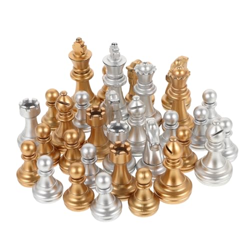 Kisangel Elektroplattierte Gold silberfarbene Schachfiguren aus Kunststoff Glatte Oberfläche Leicht und Kompakt Praktische Ersatzteile für Internationales Schachspiel für Familien und Kisangel Elektroplattierte Gold silberfarbene Schachfiguren aus Kunststoff Glatte Oberfläche Leicht und Kompakt Praktische Ersatzteile für Internationales Schachspiel für Familien und von Kisangel