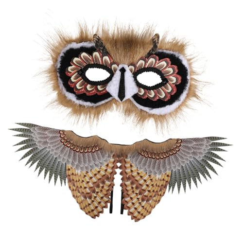 Kisangel Eulenflügel Maske Kostümset für Teiliges Cosplay Set für Halloween Partys und Bühnenauftritte Leicht und Wiederverwendbar Fotorequisite von Kisangel