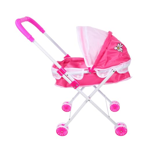 Kisangel Faltbarer Puppenwagen mit Verstellbarem Dach Stabiler Rahmen und Vielseitig als Puppenkarre oder Spielzeugwagen für Mädchen Jungen von Kisangel