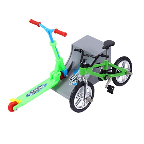 Kisangel Finger Scooter Set Faltbarer Mini Scooter und Grünes Fingerfahrrad aus Robustem und Pädagogisch Freizeitorientiert Geeignet als Schreibtischspielzeug und von Kisangel