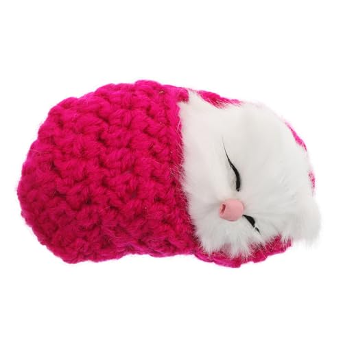 Kisangel Fluffy Plüsch Katze mit Sound Realistische Schlafende Haustierpuppe Weiches Kuscheltier in Hausschuh Dekoratives Katzen Dekoobjekt für Zuhause Party Auto und Tisch von Kisangel