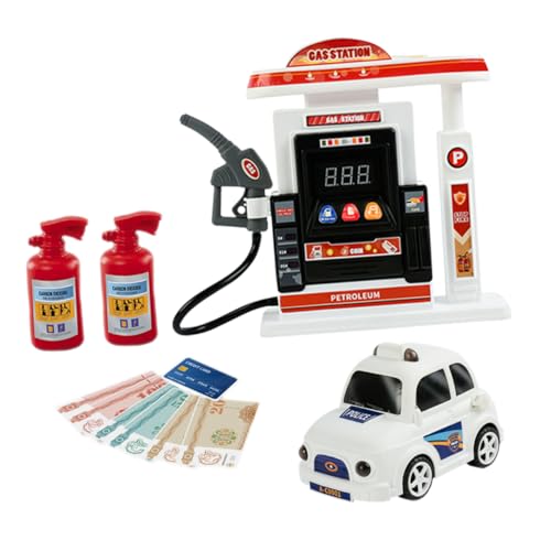 Kisangel Gasstation mit Realistischer Miniatur Tankstellenmodell Pädagogisch Fördert Kreativität und Fantasie Geeignet für Zuhause und Kinderzimmer Taxi Metallauto ohne Batterien von Kisangel