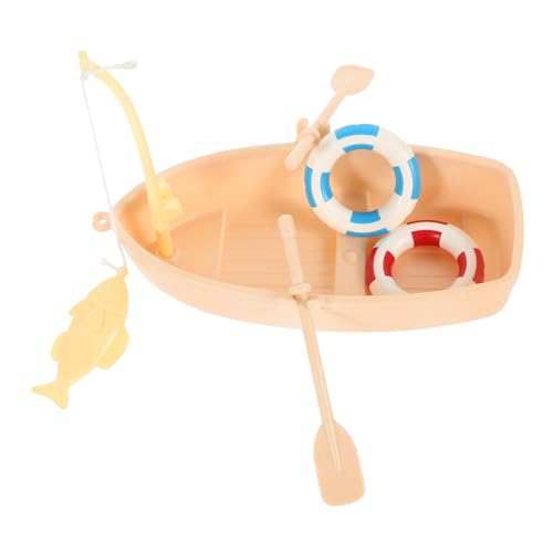 Kisangel Gefälschte Fischerboot-Figur 1 Set Puppenhaus-Schwimmring-Kanu-Modell Kunststoff-Seefischerboot Für Puppenhaus-Dekoration von Kisangel