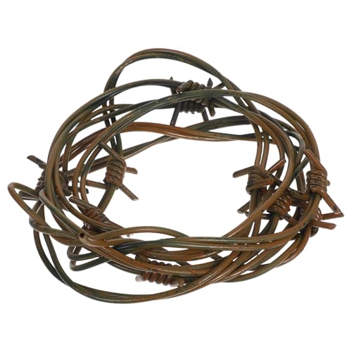 Kisangel Gefälschter verrosteter Stacheldraht: Western-Dekoration – 2,5 m gefälschter Stacheldraht zum Basteln, Cowboy- – Halloween-Kunststoffkette, Spukhaus-Requisite von Kisangel