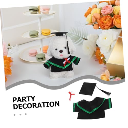 Kisangel Graduationskostüm für Plüschbären mit Grünem Umhang Schwarzer Quastenmütze und Zertifikat Weiches Stoffkleid für Kuscheltiere als Foto Requisite und Partydeko von Kisangel