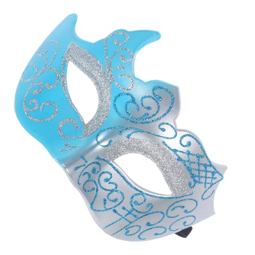 Kisangel Halbmaske für Karneval und Halloween Bunte Glitzernde Maske für Männer und Frauen für Fotos und Kostümpartys Elegantes Cosplay Zubehör Silber Blau von Kisangel
