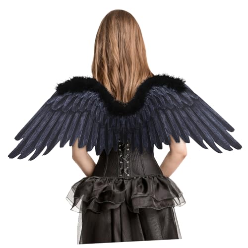 Kisangel Halloween Angel Wings Kostüm Für Erwachsene Schwarze Engelsflügel Cosplay Requisiten Für Karneval Fasching Und Partys Für Bühnenauftritte Und Kostümpartys von Kisangel