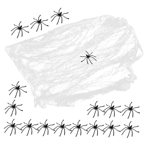 Kisangel Halloween Spinnennetz Dekoration mit Nachleuchtendem Netz und Realistischen Kunststoffspinnen Dehnbares Spinnwebenmaterial für Innen Außenbereich für Spukhaus und Gruselige Kisangel Halloween Spinnennetz Dekoration mit Nachleuchtendem Netz und Realistischen Kunststoffspinnen Dehnbares Spinnwebenmaterial für Innen Außenbereich für Spukhaus und Gruselige von Kisangel